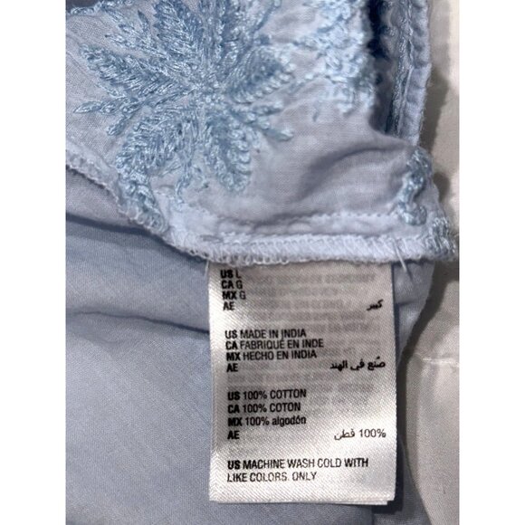 Style & Co Womens Light Blue Embroidered Tunic Top With Tassels Size L - Picture 3 of 9